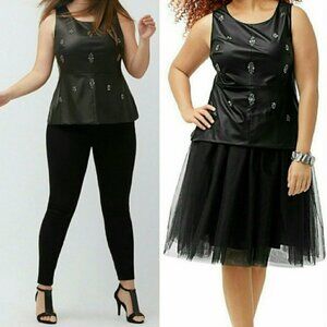 Lane Bryant Faux Leather Jeweled Peplum Top